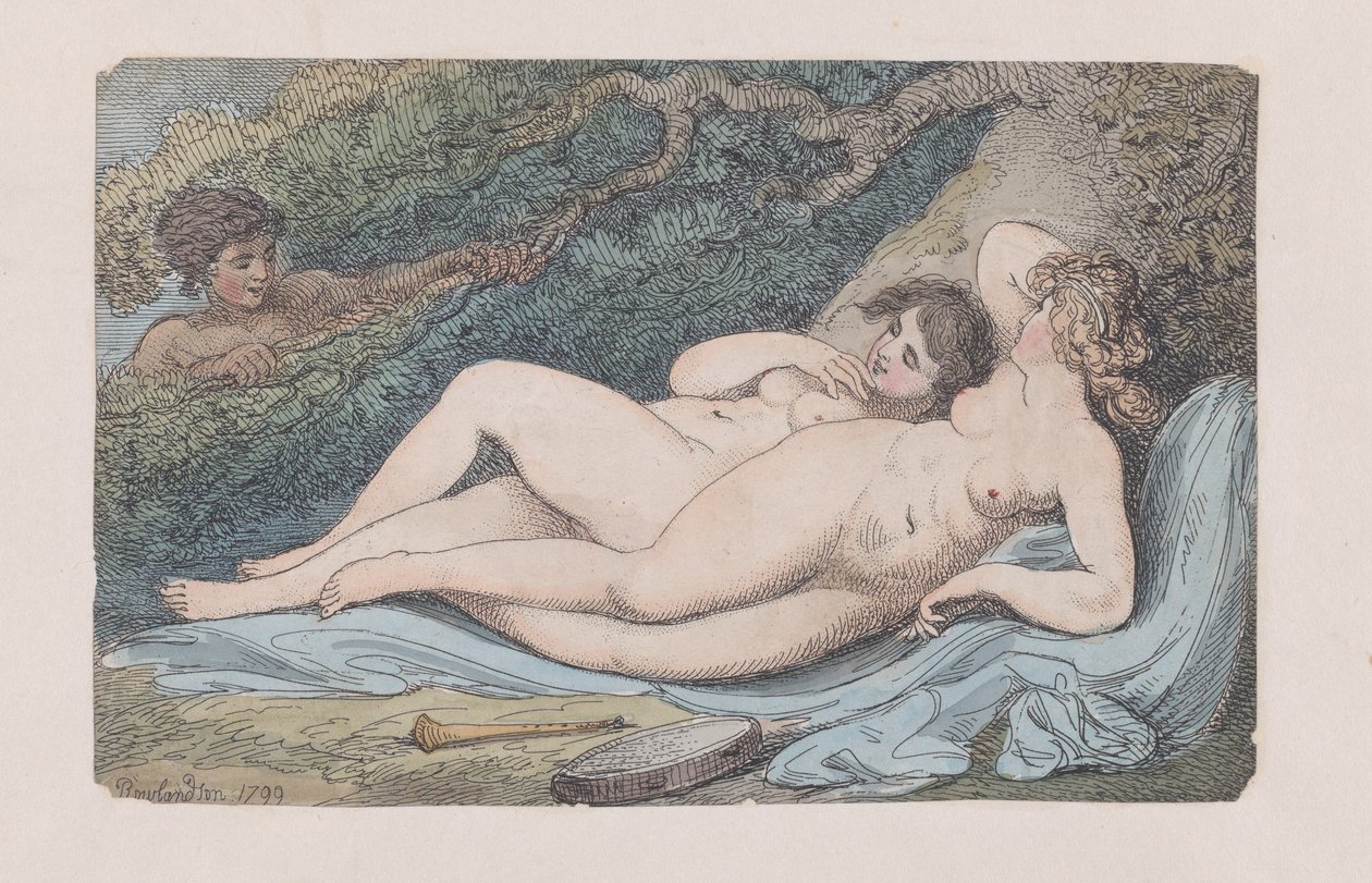 Wood-Nymphs The Discovery, 1799., 1799. de Thomas Rowlandson