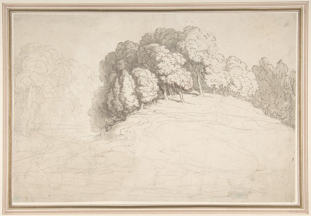 Encostas arborizadas com veados de Thomas Rowlandson