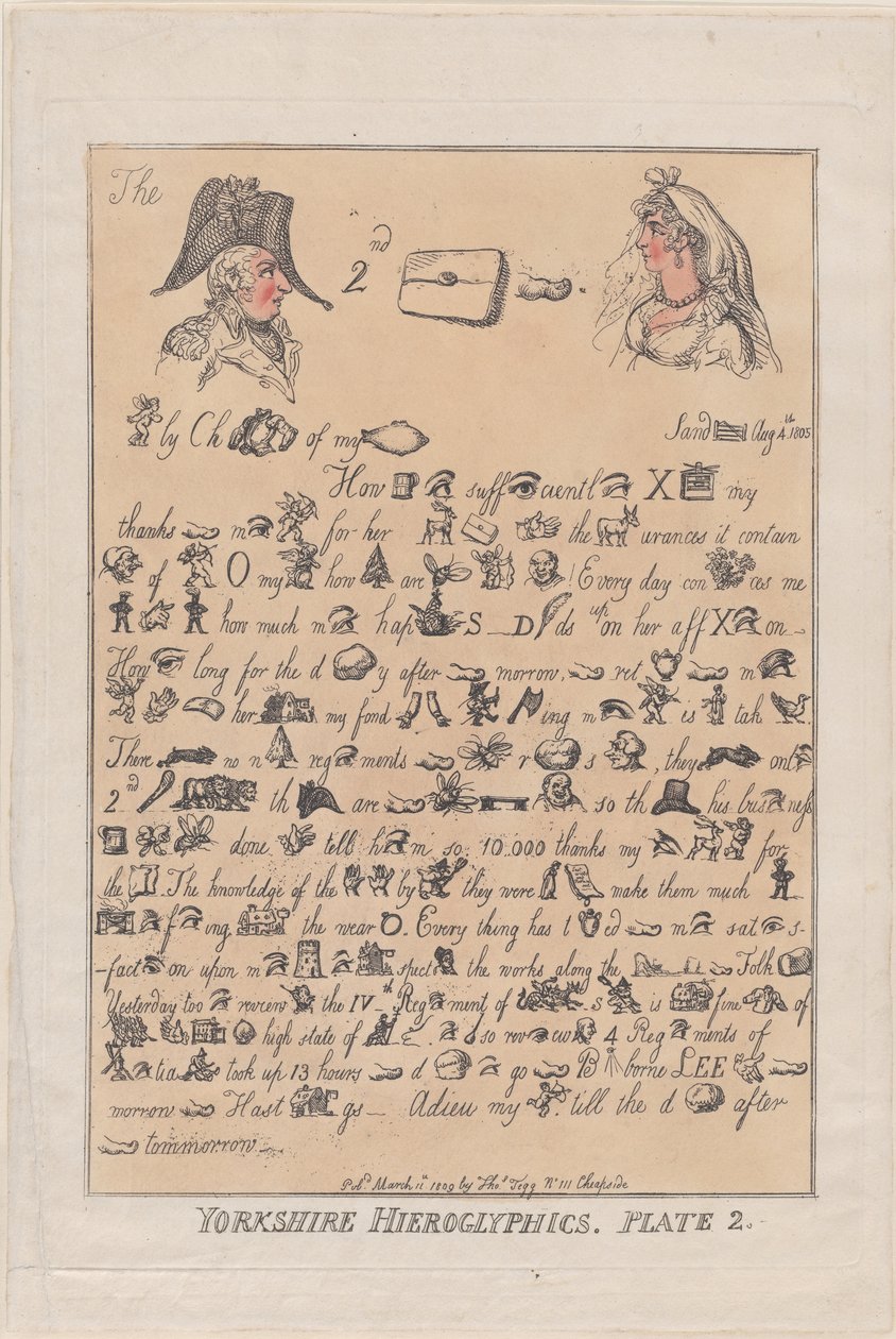 Yorkshire Hieróglifos, Placa 2, 11 de março de 1809., 11 de março de 1809. de Thomas Rowlandson