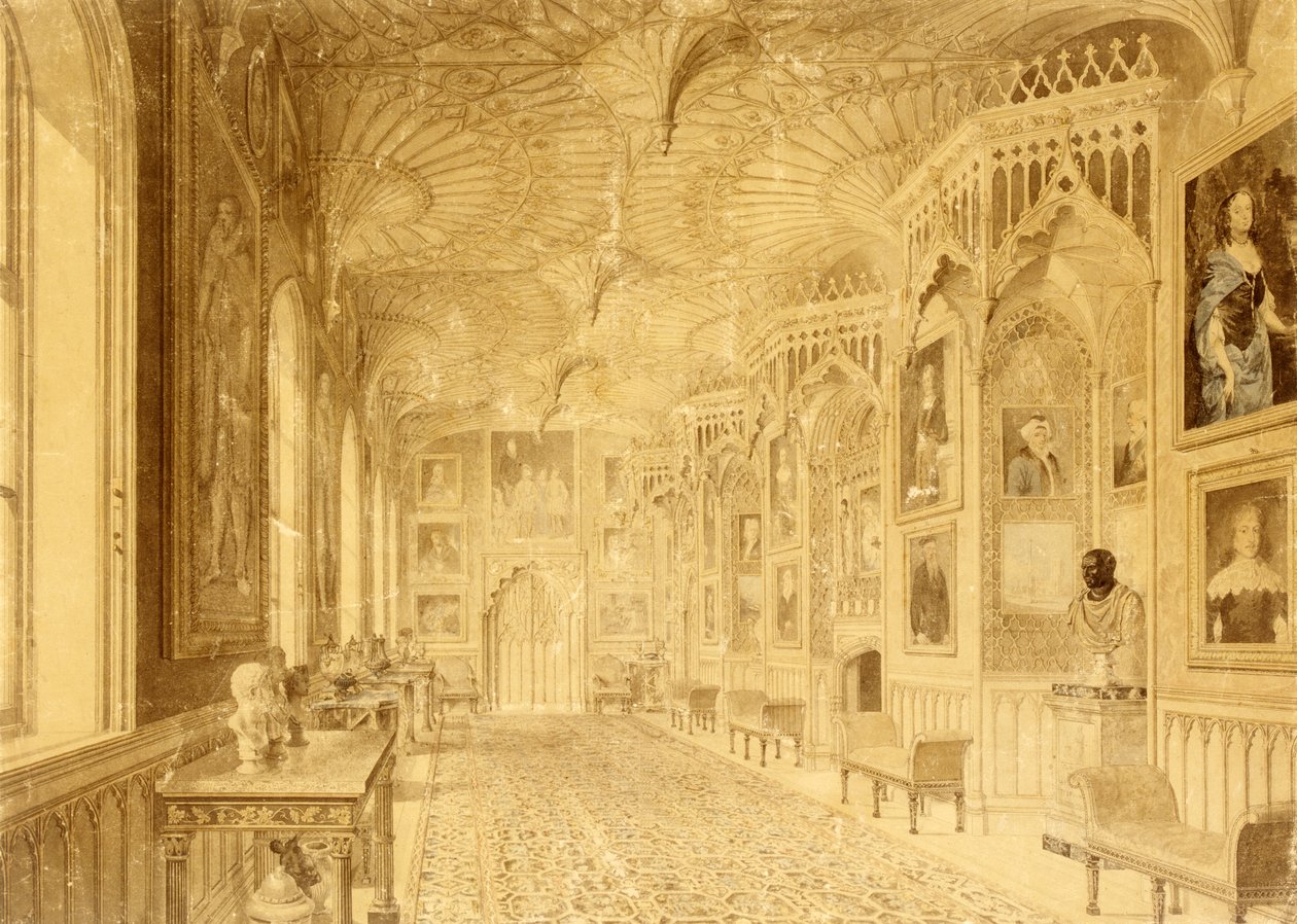 Long Gallery em Strawberry Hill, Twickenham (impressão) de Thomas Sandby