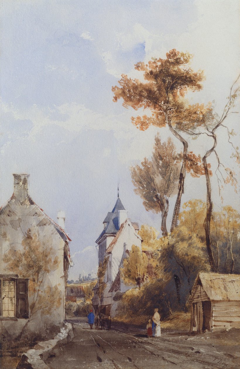Uma vista de uma rua da vila, Waterloo de Thomas Shotter Boys