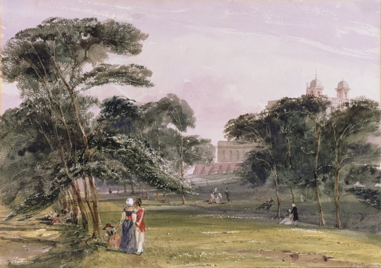 Números do Parque abaixo do Observatório, Greenwich, c.1850 (aguarela) de Thomas Shotter Boys