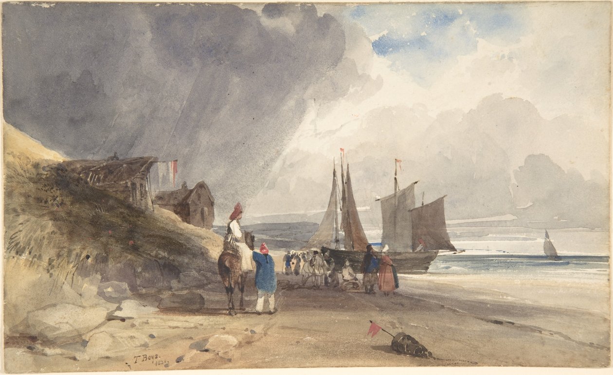 Pessoas numa praia no norte de França de Thomas Shotter Boys
