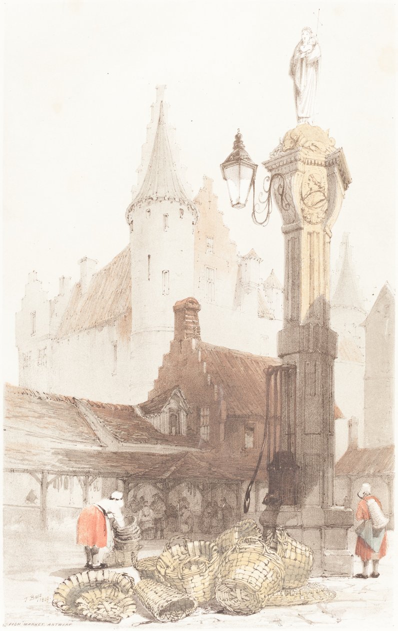Mercado de peixe, Antuérpia de Thomas Shotter Boys