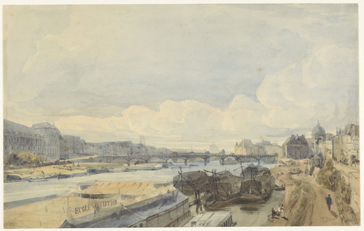 Vista através do Sena perto da Pont des Arts de Thomas Shotter Boys