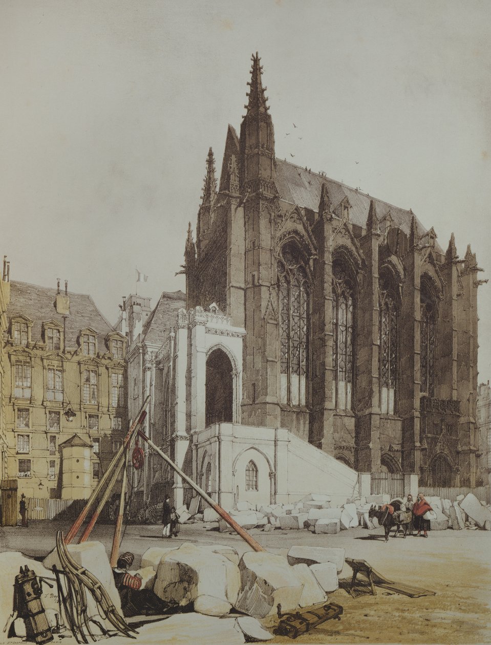 A Sainte Chapelle, da Arquitetura Pitoresca em Paris, publicou 1839 de Thomas Shotter Boys