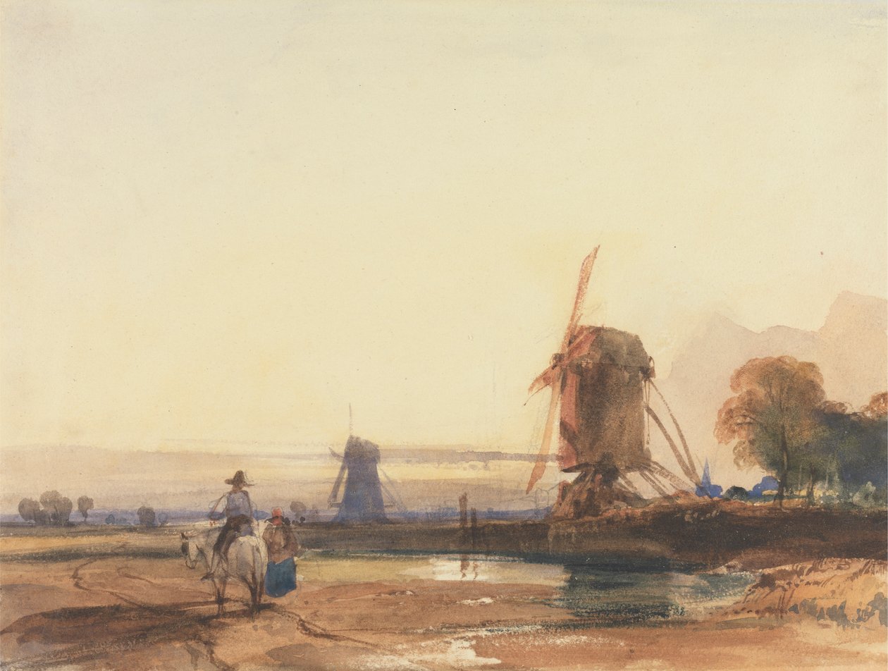 Paisagem com moinhos de vento de Thomas Shotter Boys
