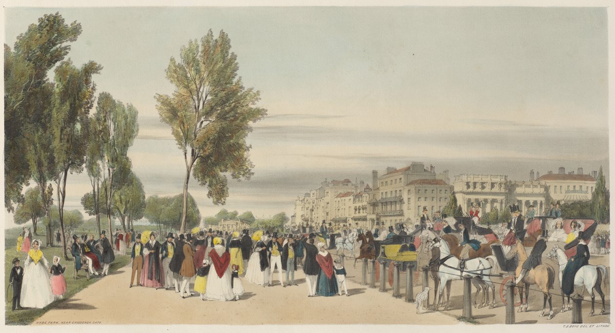 Londres como ela é: Hyde Park, perto de Grosvenor Gate de Thomas Shotter Boys
