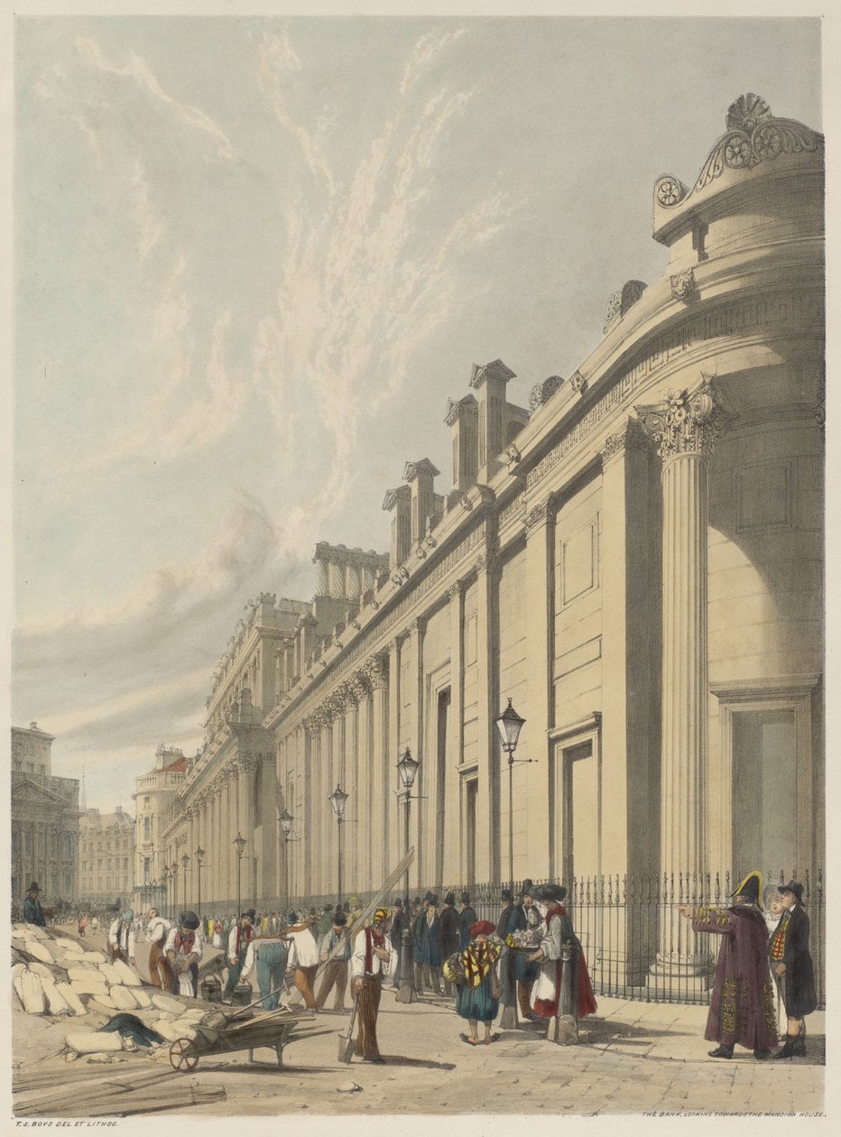 Londres como ela é: o banco, olhando para a mansão de Thomas Shotter Boys