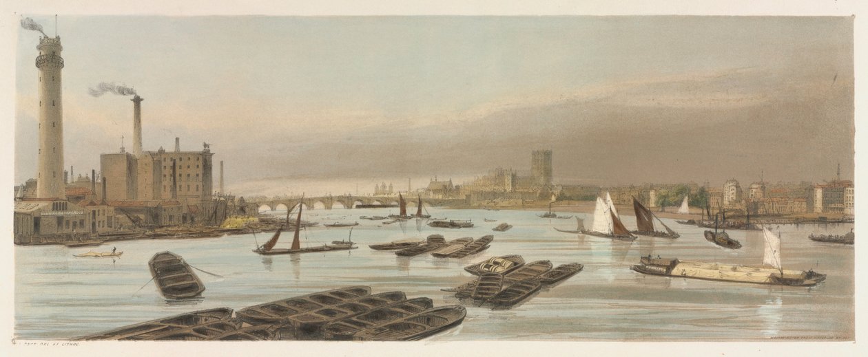 Londres como está: Westminster, da Waterloo Bridge, 1842. de Thomas Shotter Boys