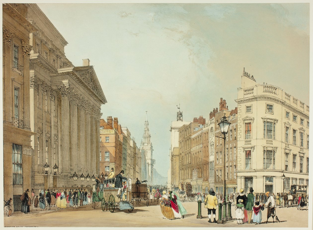 Mansion House, Cheapside, prato um de Vistas originais de Londres como ela é de Thomas Shotter Boys