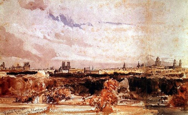 Paris vista dos Campos Elíseos (aguarela) de Thomas Shotter Boys