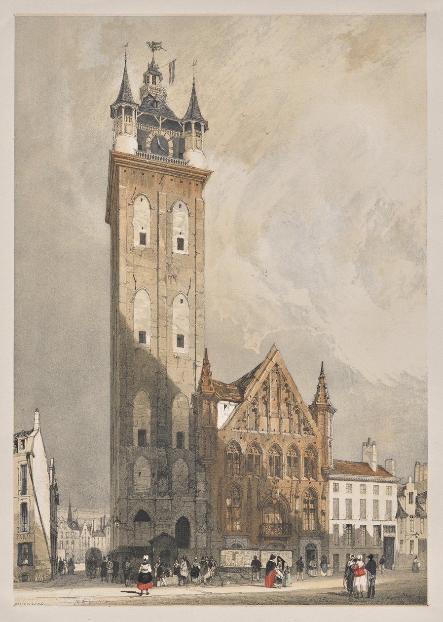 Arquitetura pitoresca em Paris, Ghent, Antuérpia, Rouen: Belfrey, Ghent, Bélgica de Thomas Shotter Boys