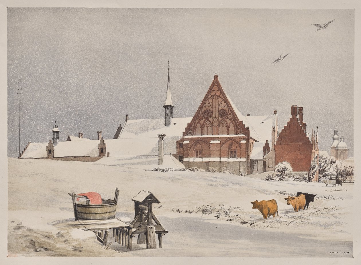 Arquitetura pitoresca em Paris, Ghent, Antuérpia, Rouen: Byloke, Ghent, Bélgica de Thomas Shotter Boys