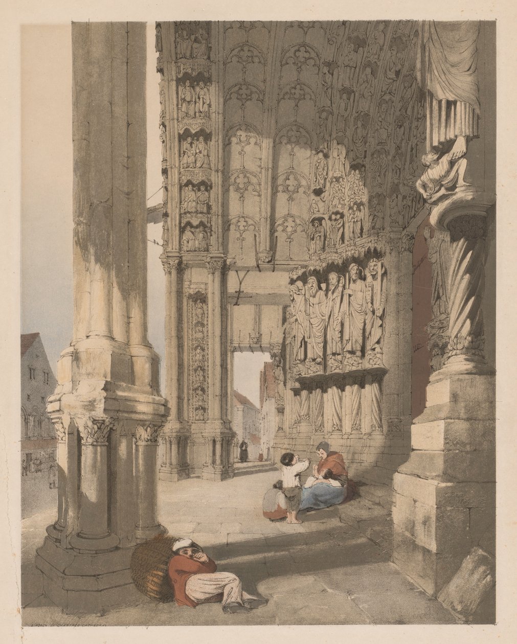 Arquitetura pitoresca em Paris, Gante, Antuérpia, Rouen, etc.: Pórtico Sul da Catedral de Chartres, de Thomas Shotter Boys