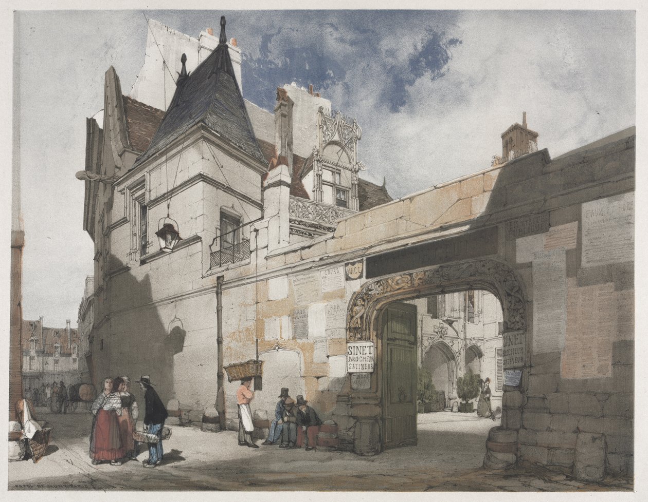 Arquitetura pitoresca em Paris, Ghent, Antuérpia, Rouen: Hôtel de Cluny, Paris de Thomas Shotter Boys
