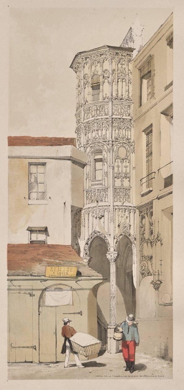 Arquitetura pitoresca em Paris, Ghent, Antuérpia, Rouen: Hotel de la Tremouille, Rue des Bourbonnois, Paris de Thomas Shotter Boys