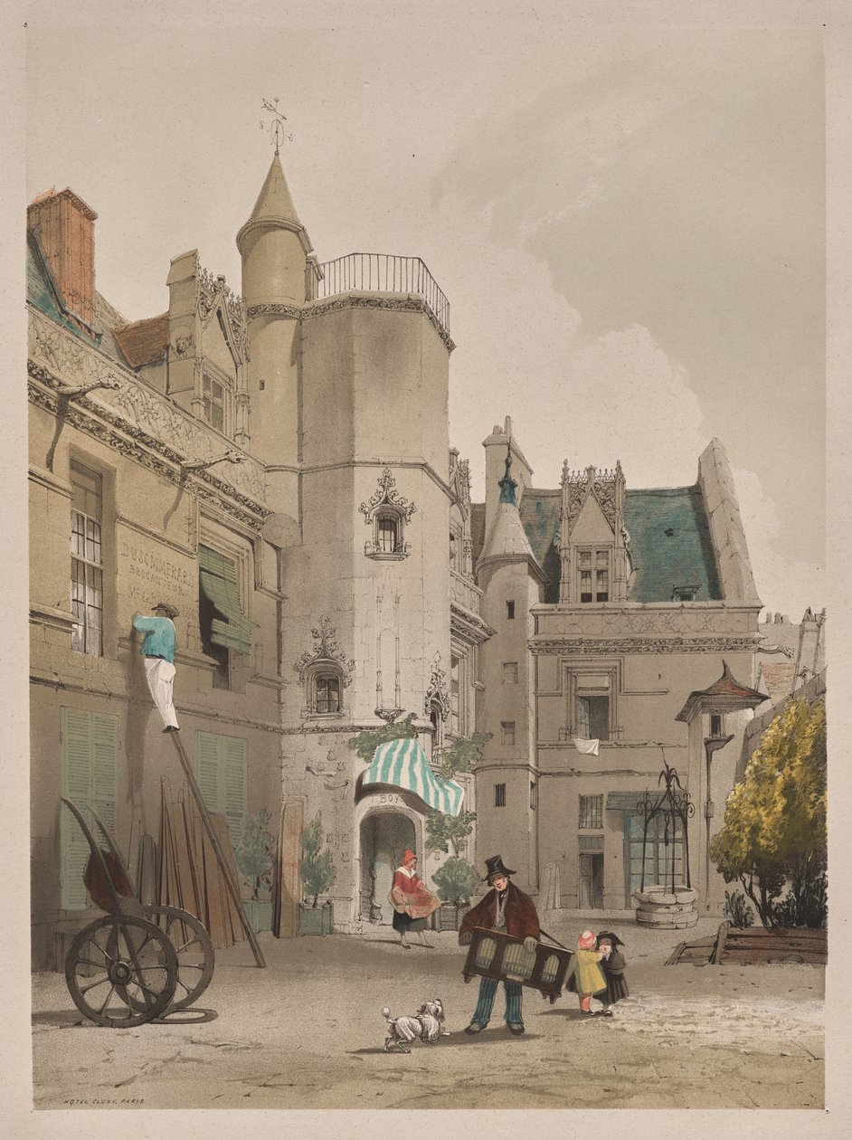 Arquitetura pitoresca em Paris, Ghent, Antuérpia, Rouen: Hôtel Cluny, Paris de Thomas Shotter Boys