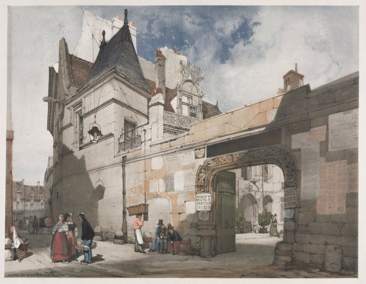 Arquitetura pitoresca em Paris, Gante, Antuérpia, Rouen: Hotel de Cluny, Paris, 1839. de Thomas Shotter Boys