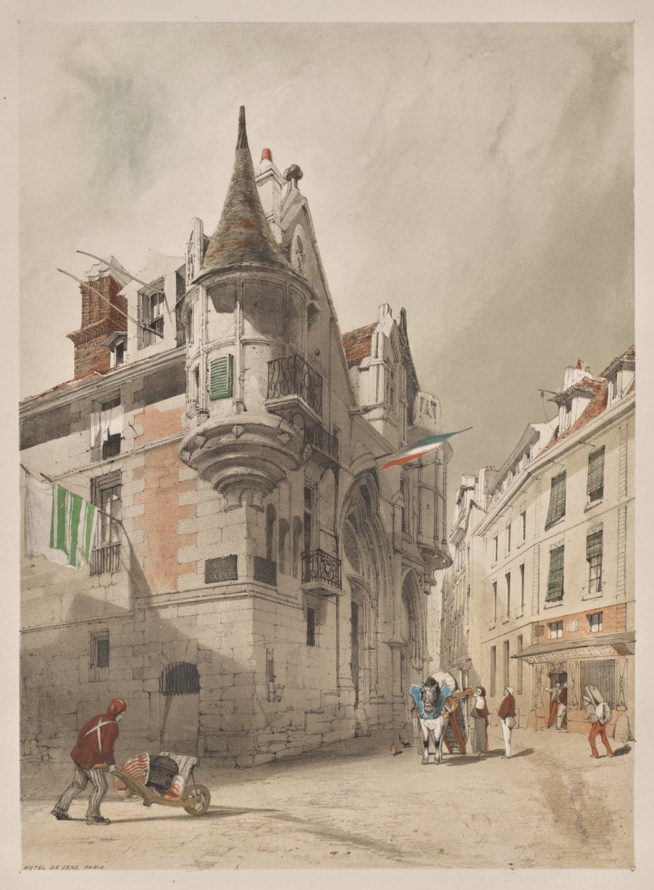 Arquitetura pitoresca em Paris, Ghent, Antuérpia, Rouen: Hotel de Sens, Paris de Thomas Shotter Boys