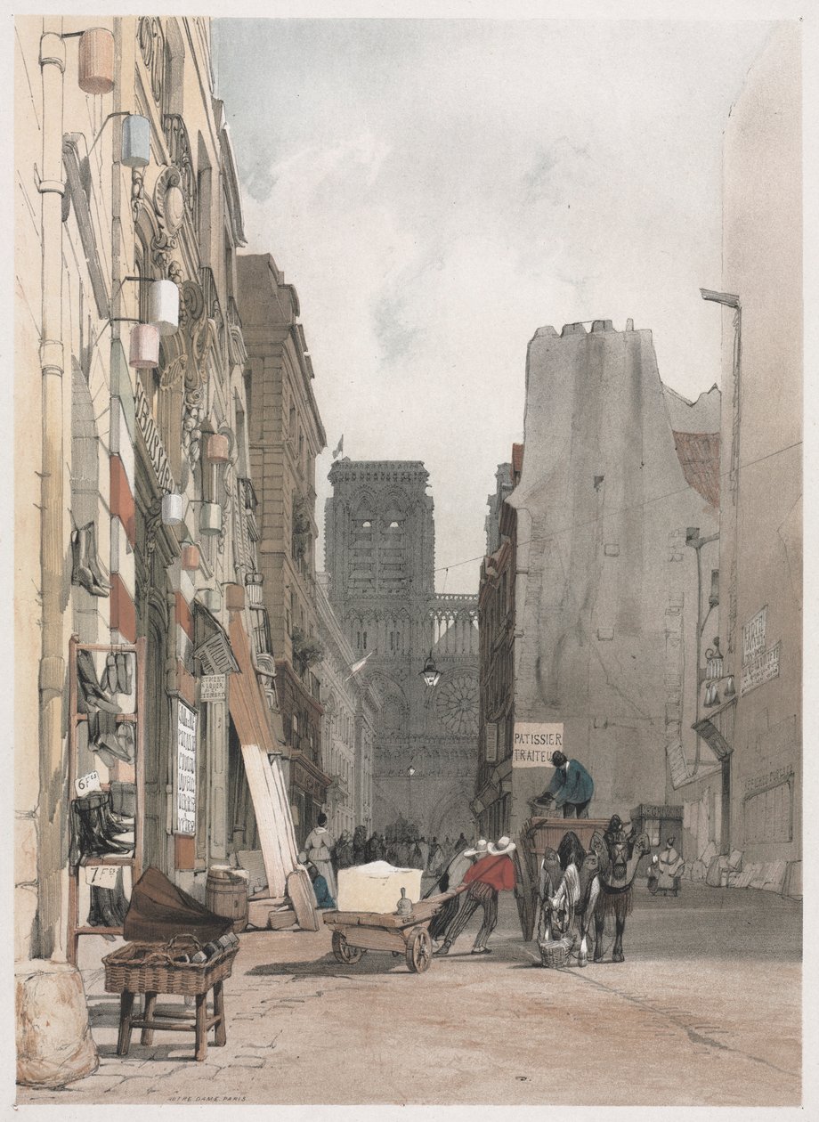Arquitetura pitoresca em Paris, Gante, Antuérpia, Rouen: Notre Dame, Paris, 1839. de Thomas Shotter Boys
