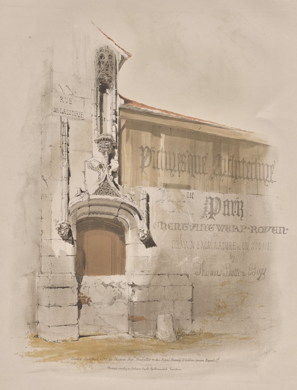 Arquitetura pitoresca em Paris, Ghent, Antuérpia, Rouen: Rue de La Licorne de Thomas Shotter Boys