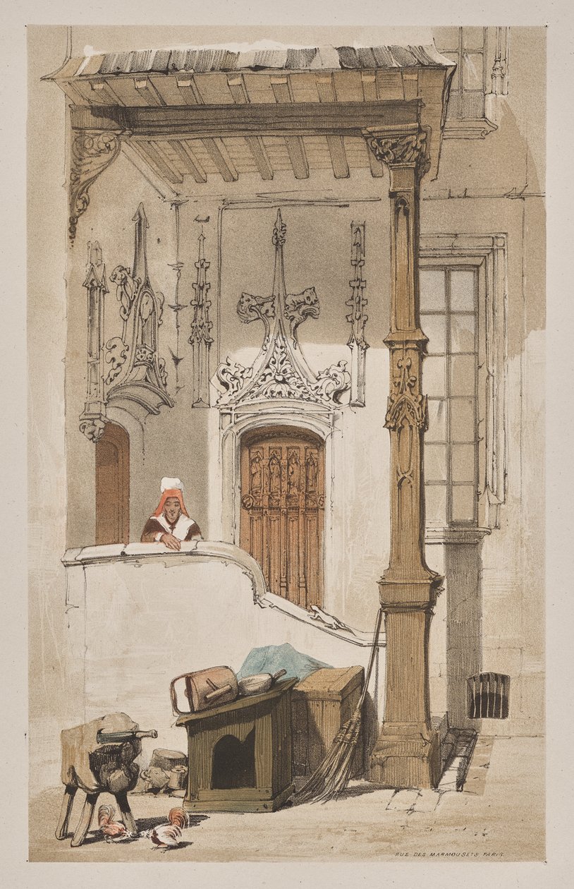 Arquitetura pitoresca em Paris, Ghent, Antuérpia, Rouen: Rue des Marmousets, Paris de Thomas Shotter Boys