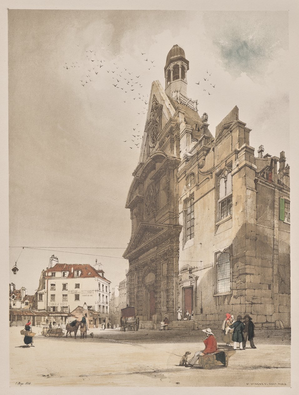 Arquitetura pitoresca em Paris, Ghent, Antuérpia, Rouen: St. Etienne du Mont, Paris de Thomas Shotter Boys