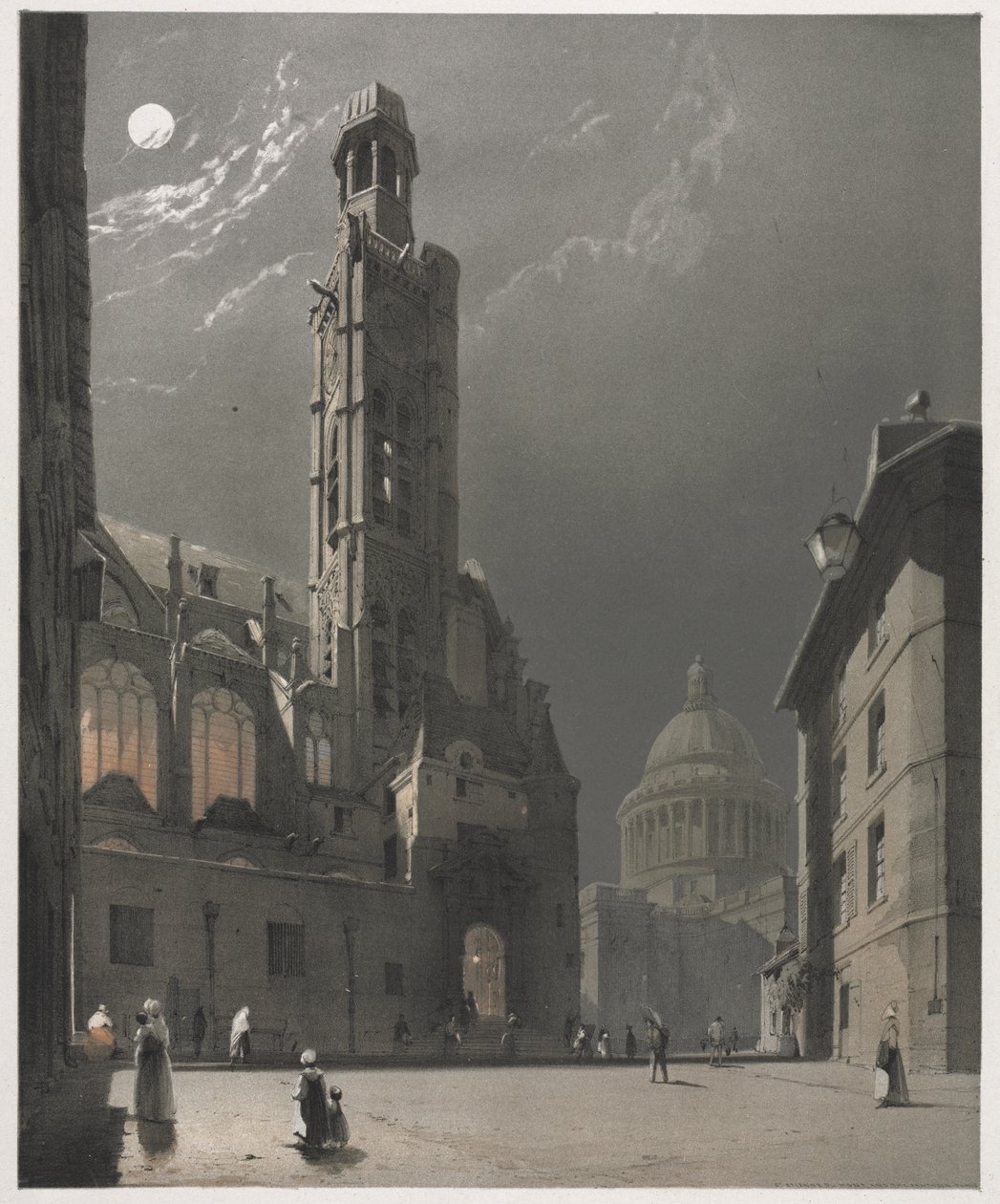 Arquitetura pitoresca em Paris, Ghent, Antuérpia, Rouen: St. Etienne du Mont e o Panteão, Paris de Thomas Shotter Boys