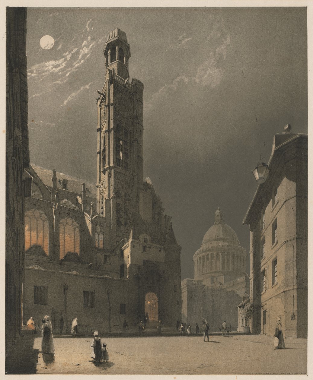 Arquitetura pitoresca em Paris, Ghent, Antuérpia, Rouen: St. Etienne du Mont e o Panteão, Paris de Thomas Shotter Boys