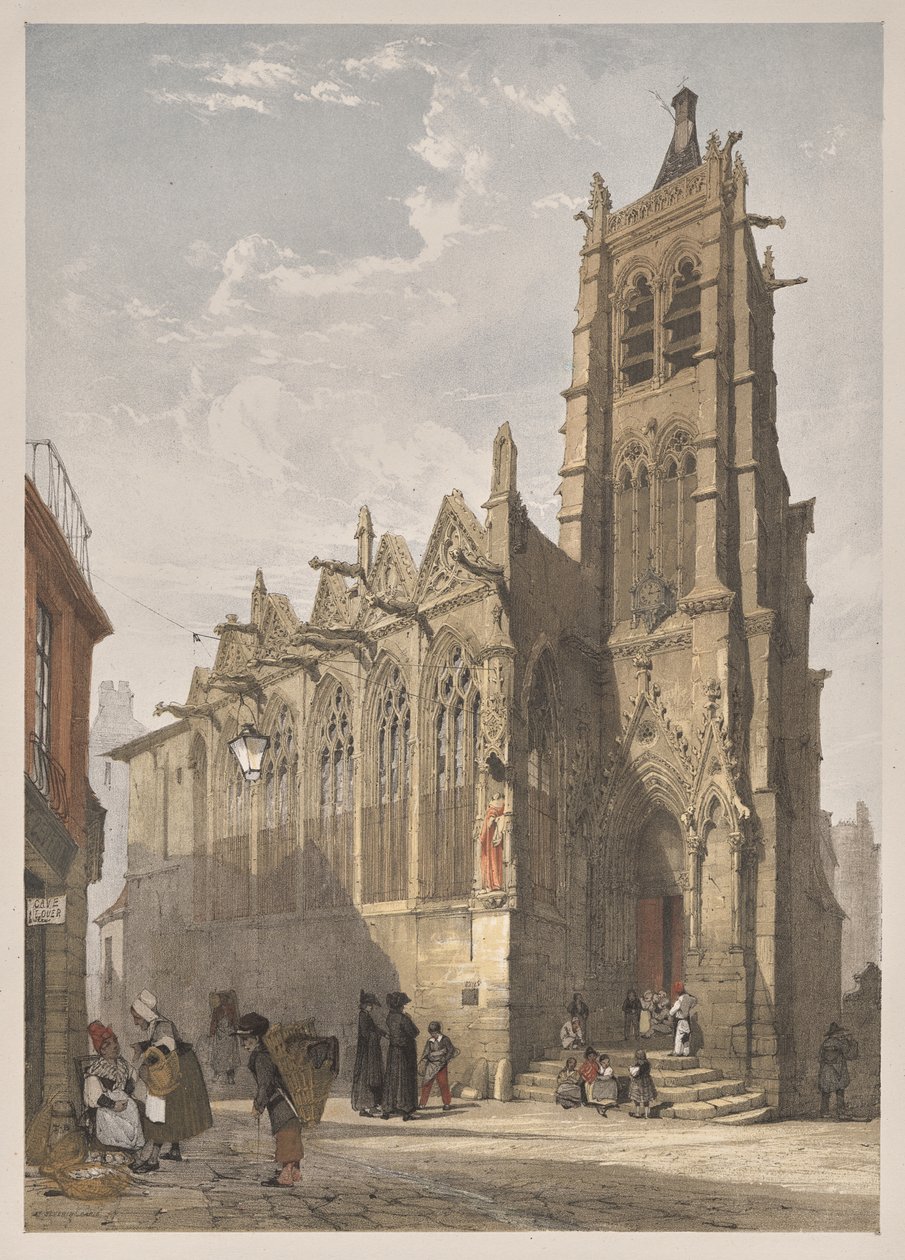 Arquitetura pitoresca em Paris, Ghent, Antuérpia, Rouen: St. Severin, Paris de Thomas Shotter Boys