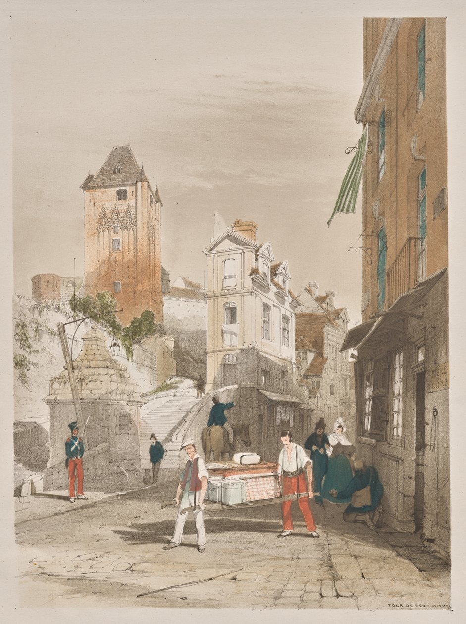 Arquitetura pitoresca em Paris, Ghent, Antuérpia, Rouen: Tour de Remy, Dieppe, França de Thomas Shotter Boys