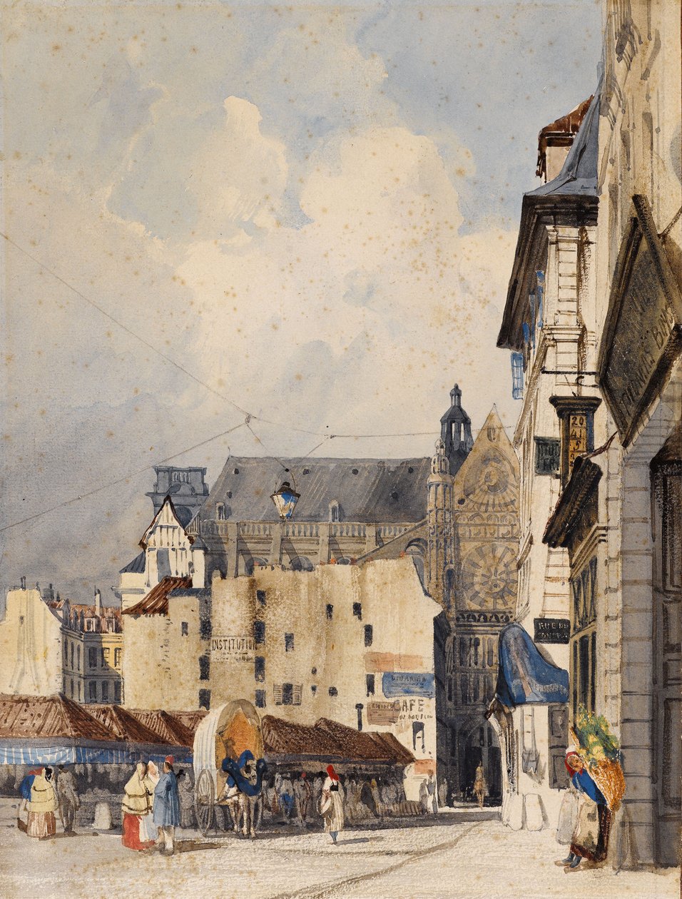 A rua Prouvaires e a igreja de Saint-Eustache (aguarela) de Thomas Shotter Boys