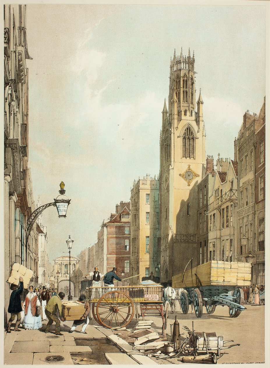 St. Dunstans Fleet Street, placa 23 de Vistas originais de Londres como ela é de Thomas Shotter Boys