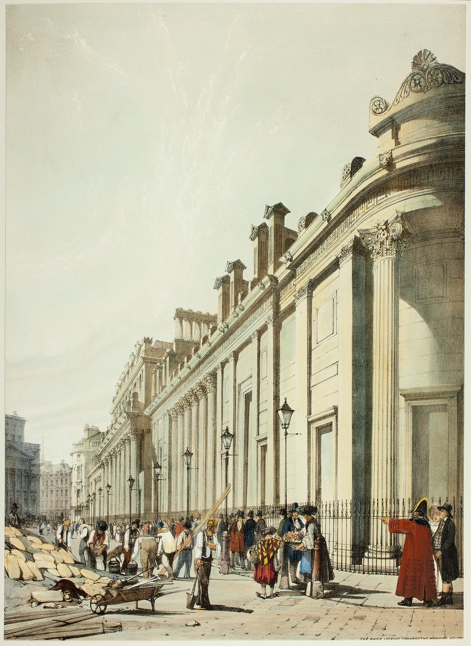O banco olhando para a mansão, de vistas originais de Londres como ela é de Thomas Shotter Boys