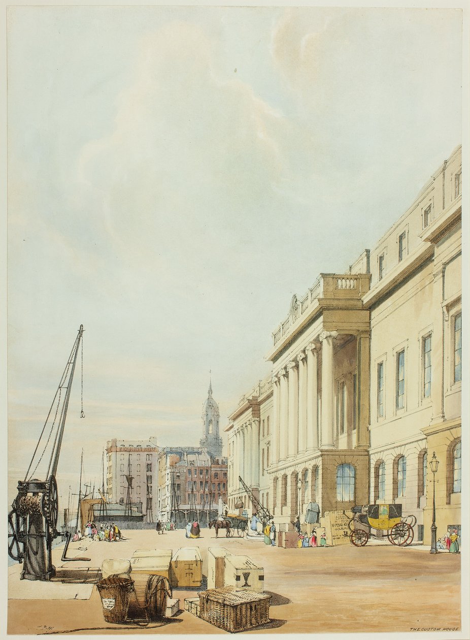 The Custom House, placa três de Original Views of London as It Is de Thomas Shotter Boys