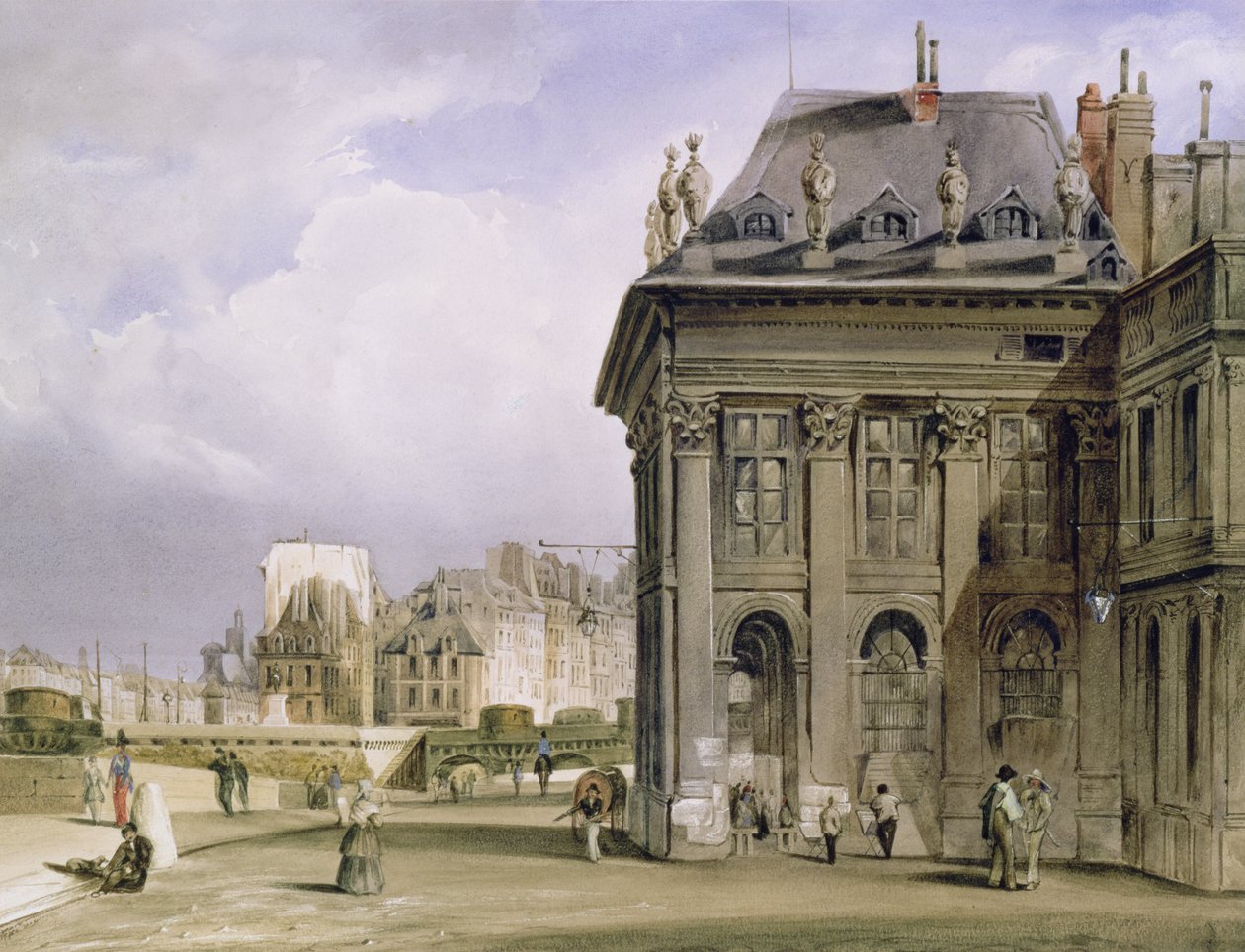 A Ile de la Cite do Institut, Paris, c.1830-39 (aguarela) de Thomas Shotter Boys
