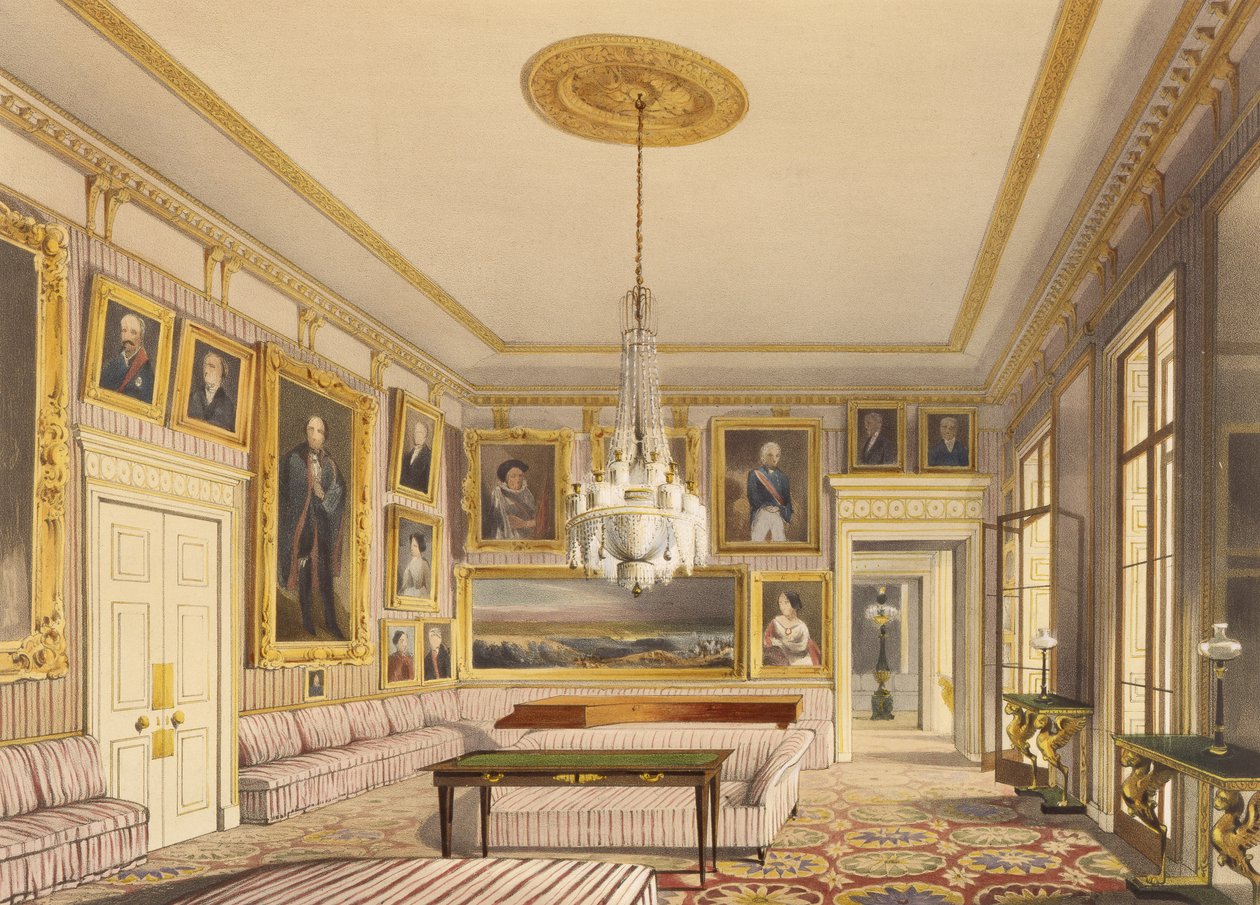 A sala de desenho às riscas, Apsley House, 1853 (impressão) de Thomas Shotter Boys