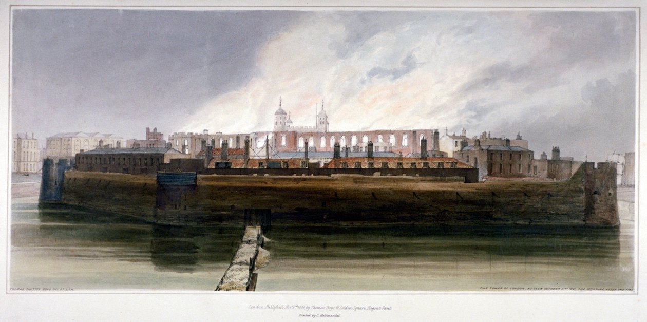 A Torre de Londres na manhã após o incêndio no Arsenal em 30 de outubro de 1841 de Thomas Shotter Boys