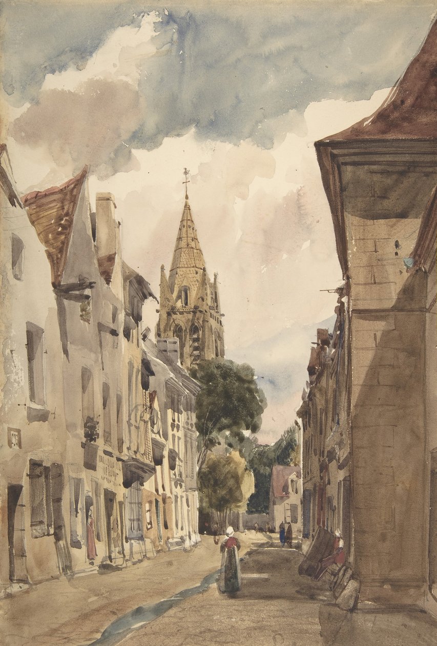 Vista da rua Issy A em Issy-les-Moulineaux, Sena, 1820-74. de Thomas Shotter Boys