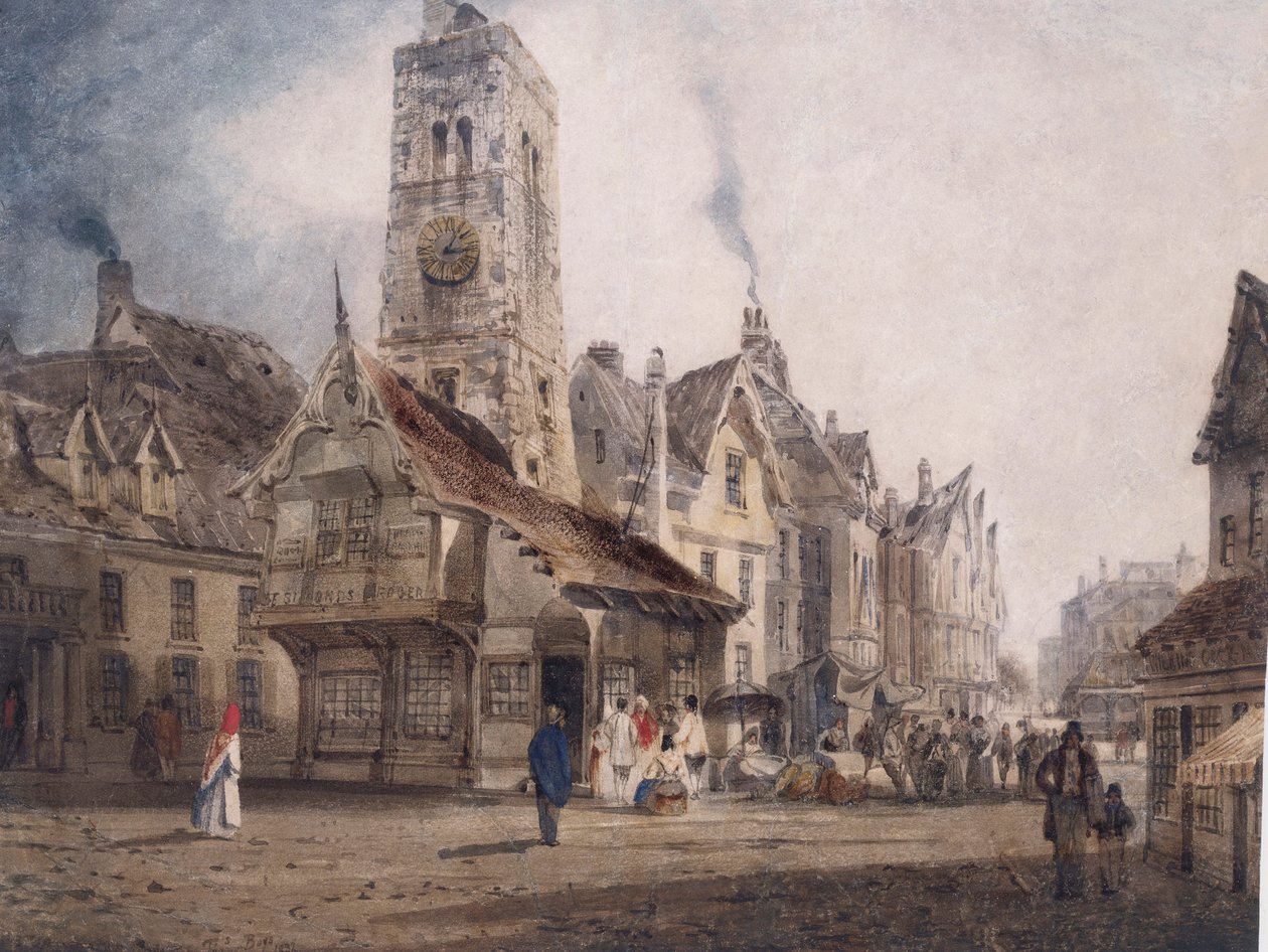 Vista de uma praça do mercado, c.1832 de Thomas Shotter Boys
