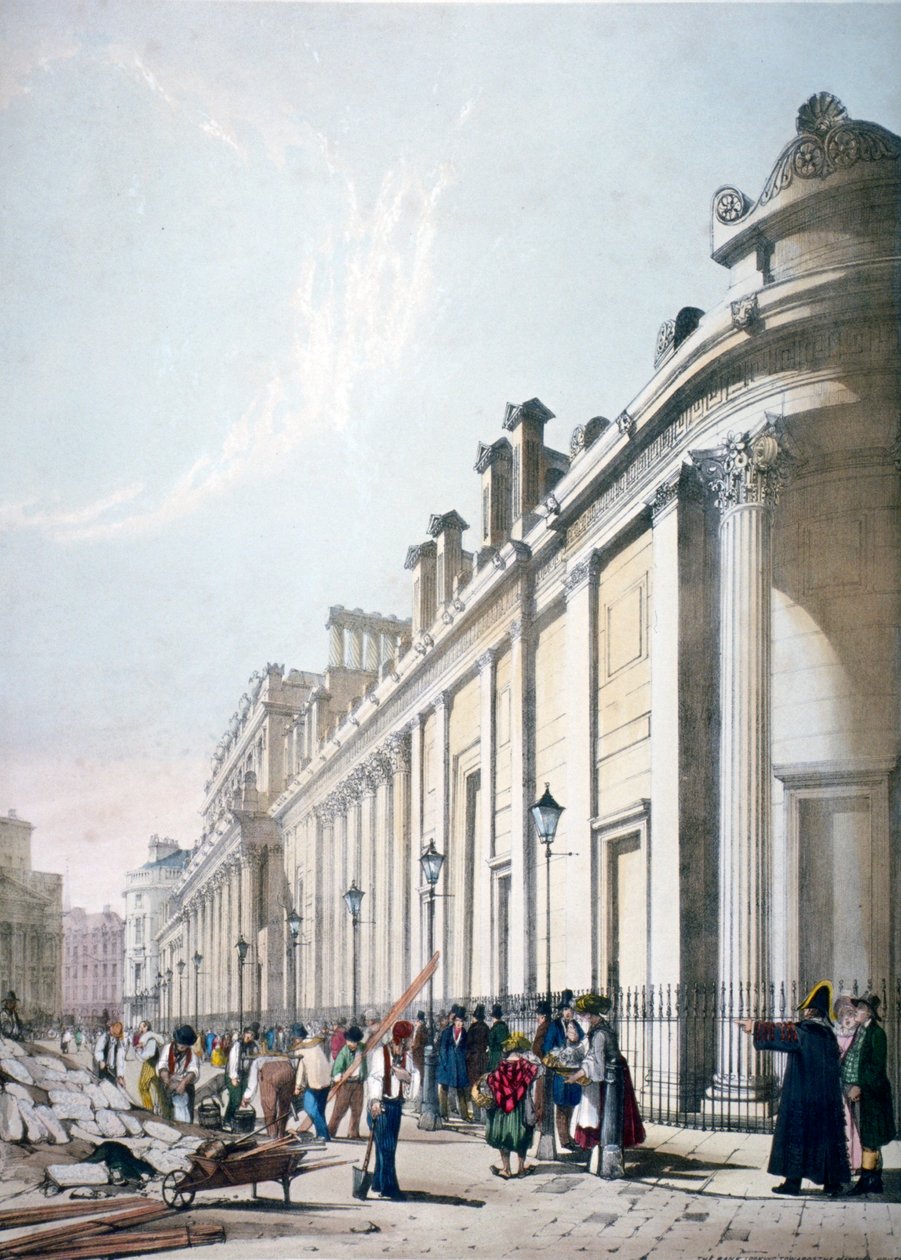 Vista do Banco da Inglaterra Cidade de Londres, 1842 de Thomas Shotter Boys