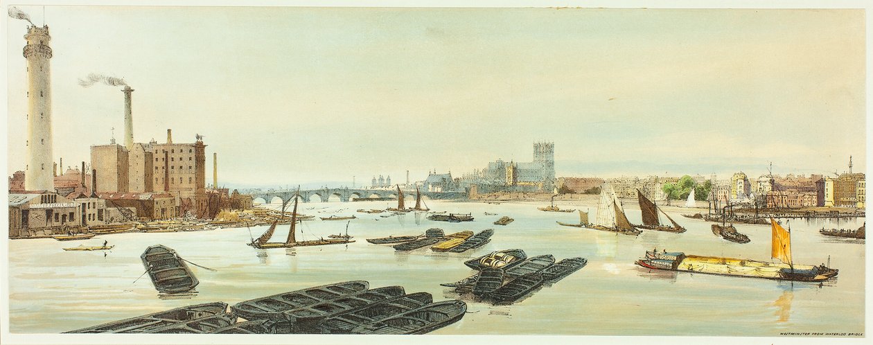 Westminster, da Waterloo Bridge, placa dezenove da Original Views of London as It Is de Thomas Shotter Boys