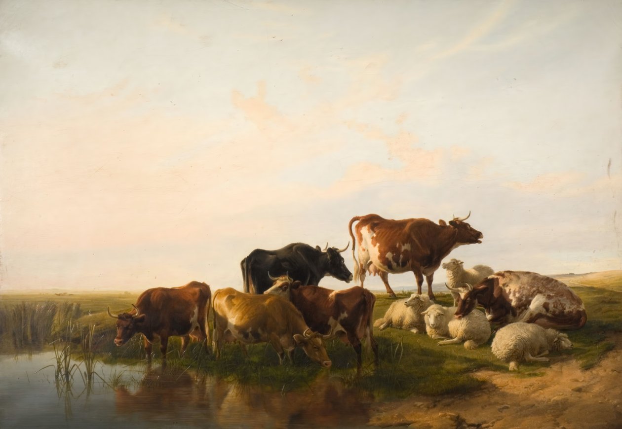 Paisagem com gado e ovelhas, 1872. de Thomas Sidney Cooper