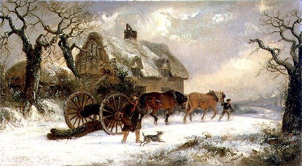 Carting Timber - Inverno (óleo sobre painel) de Thomas Smythe