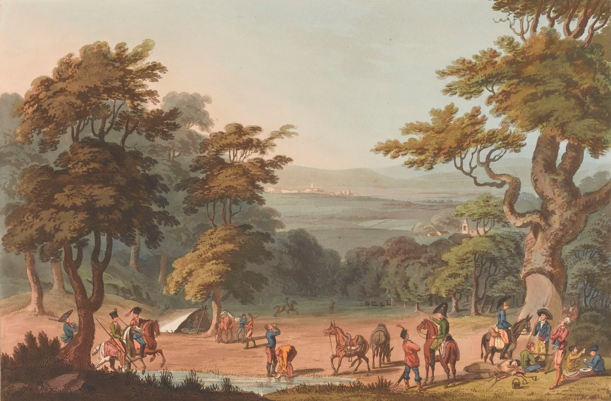 Uma vista distante de Ciudad Roddrigo, c.1810-11 (aquatint, colorido) de Thomas Staunton (after) St. Clair
