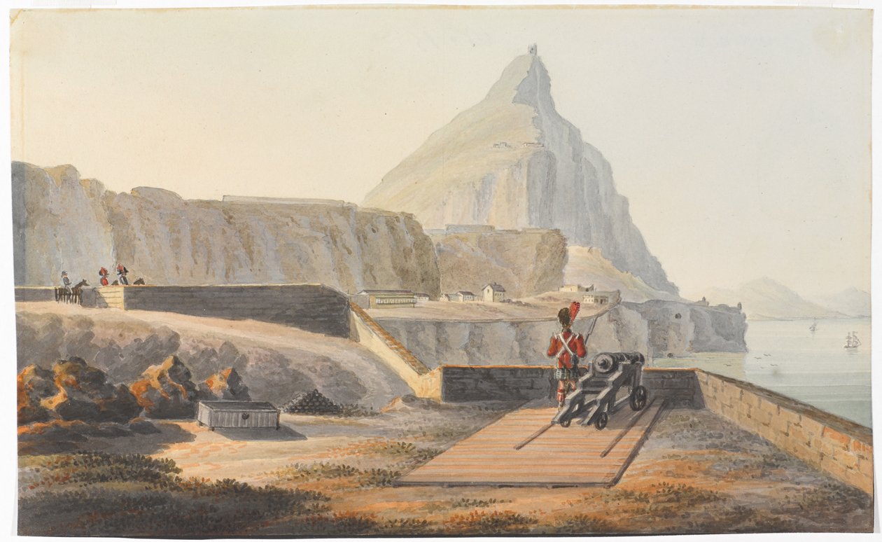 The Governors Cottage on the Rock of Gibraltar, Março de 1827. (aguarela) de Thomas Staunton St Clair