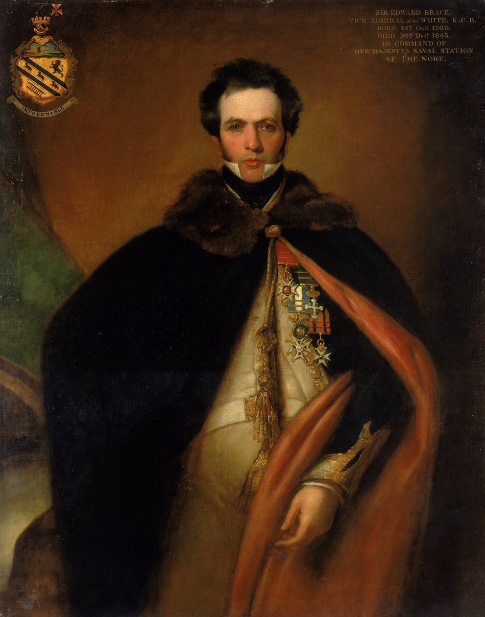 Retrato do capitão Sir Edward Brace (ca. 1769-1843), que se distinguiu na Marinha britânica nas frentes mediterrânicas, durante as guerras revolucionárias francesa (1792-1802) e napoleónica (1803-1815) de Thomas Stewardson