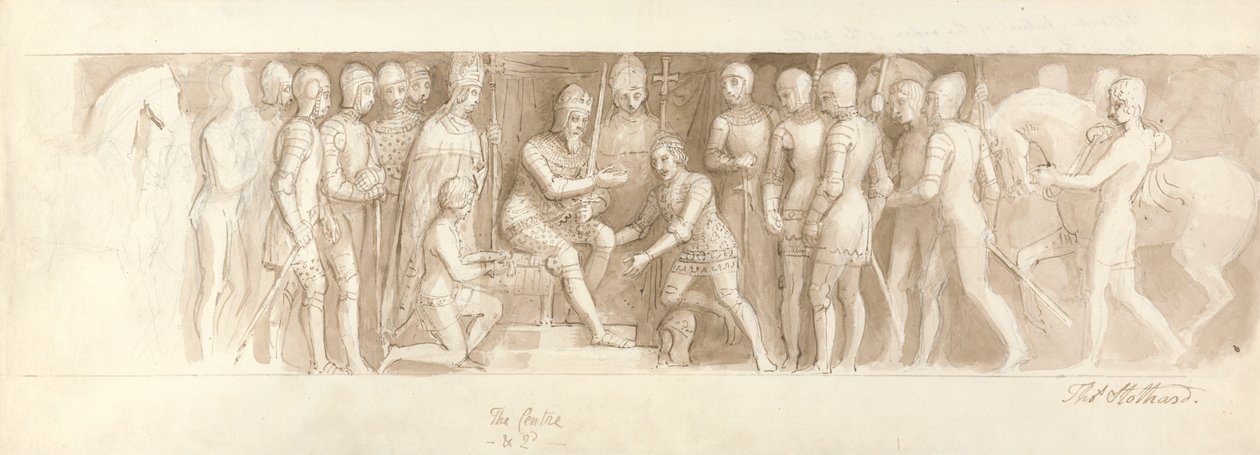 Design para a Grande Escadaria, Palácio de Buckingham, o Centro & 2d de Thomas Stothard