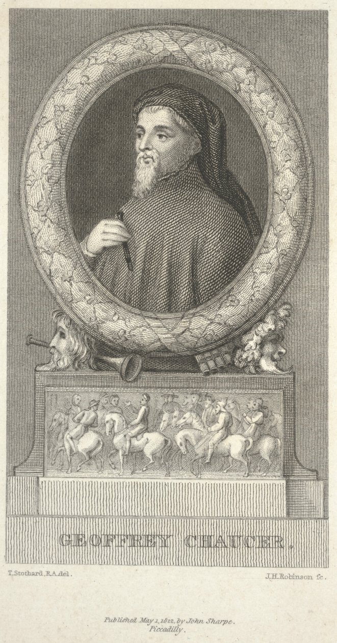 Geoffrey Chaucer, gravado por John Henry Robinson (1796-1871) de Thomas Stothard